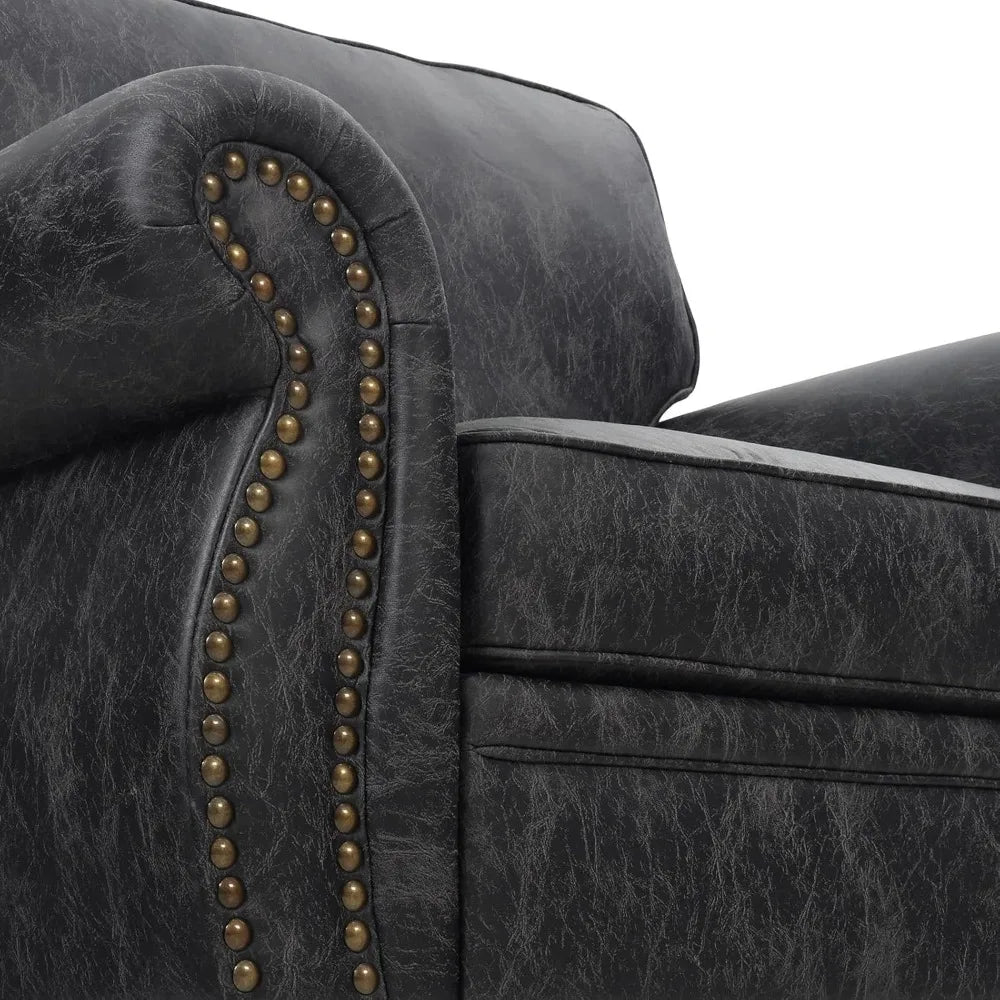 Mid Century Modern Single Sofa Rivet Design Comfortable Couch