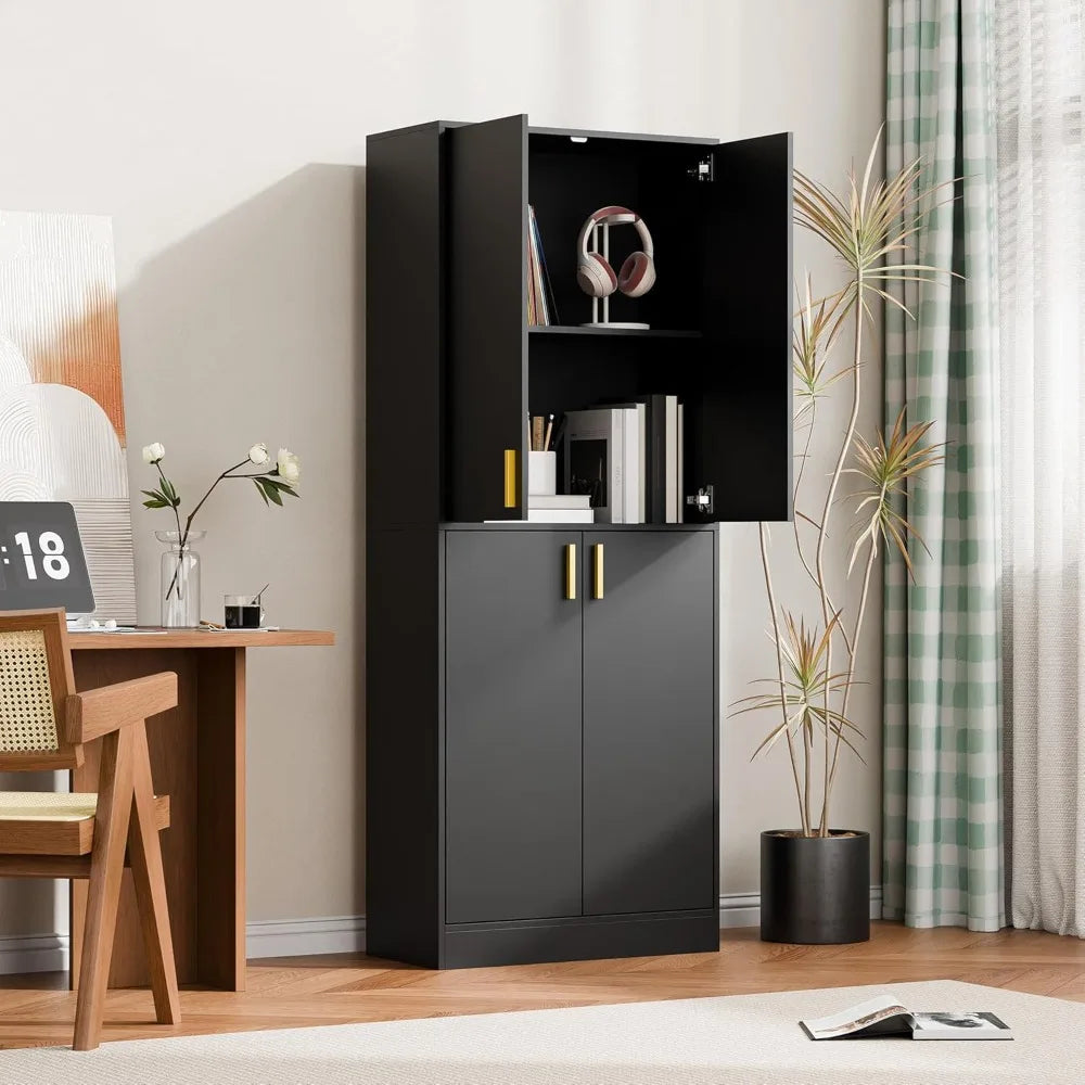 Kitchen Pantry Cabinet 71 Inch Tall Wood Storage Cabinet Freestanding Hutch