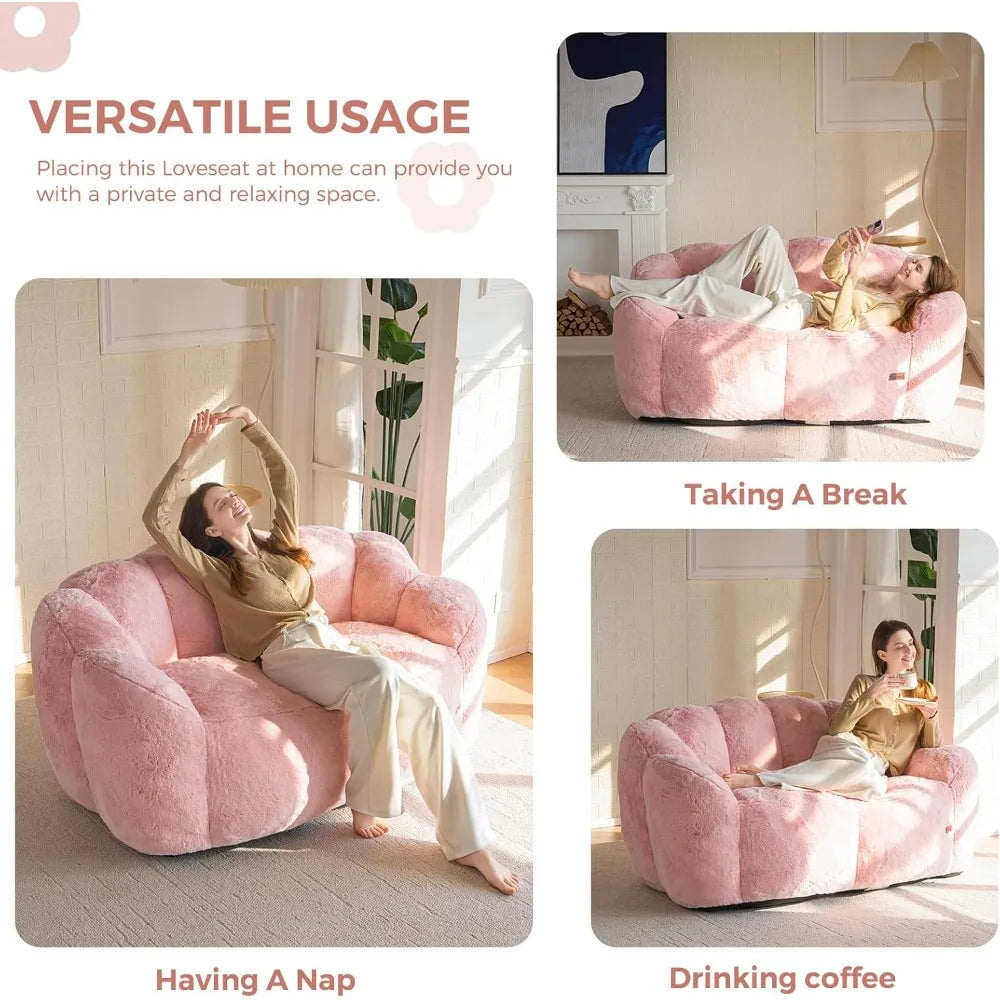 Ljustra Floral Shaped Bean Bag Chair Ultra Soft Loveseat Sofa