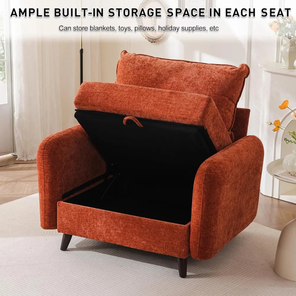 Accent Chair with Storage Comfy Upholstered Mid-Century Armchair