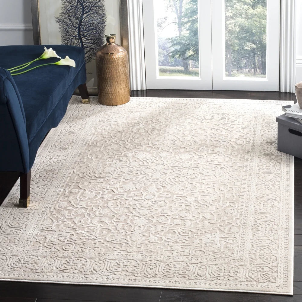 Traditional Area Rug Etched Design Stain Resistant Durable Vintage Style