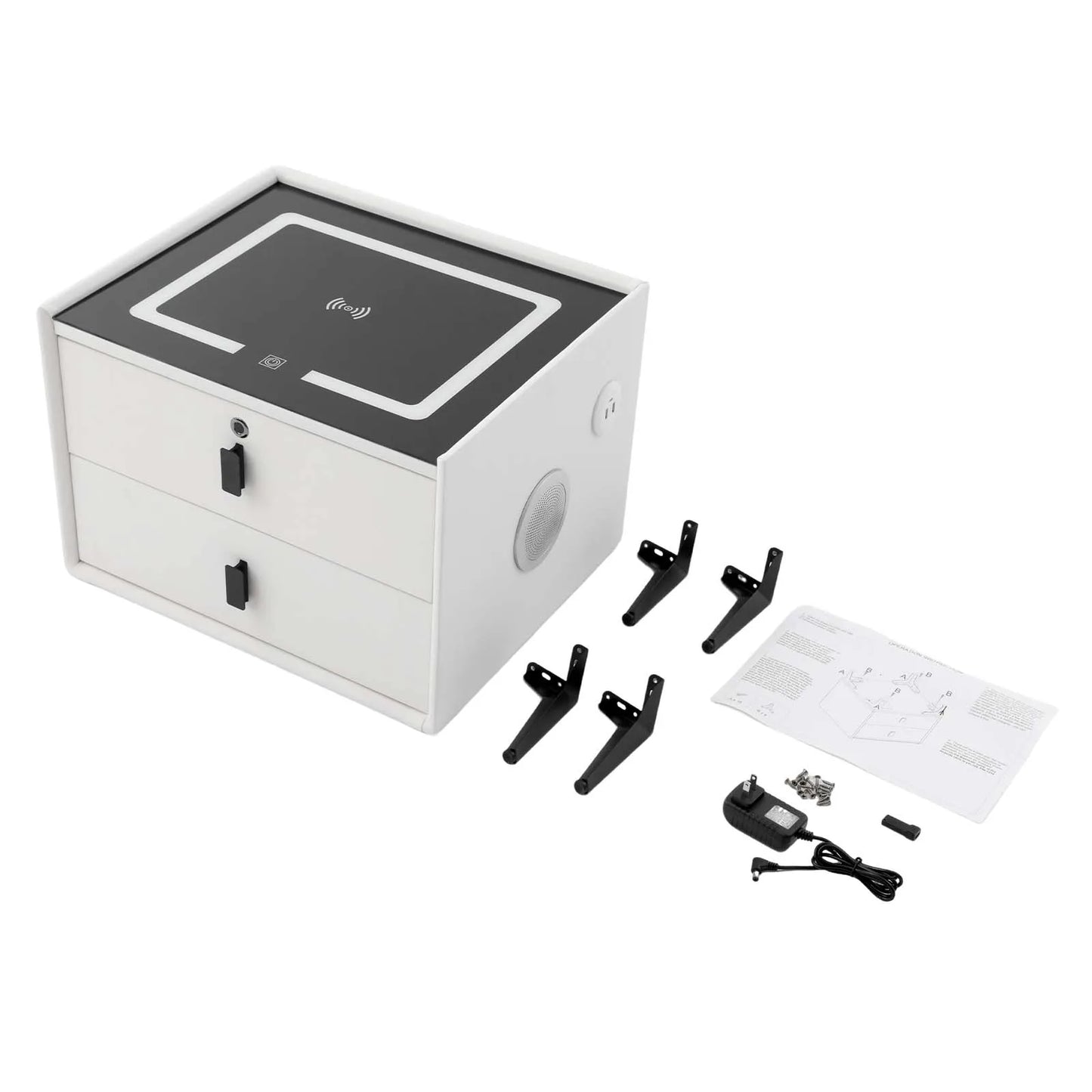 Smart Bedside Table with Bluetooth Speaker and USB Charging Drawers