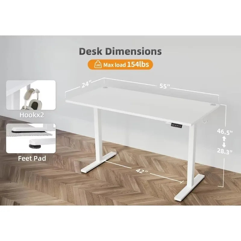 Standing Desk Electric Adjustable Height 55x24 Inch Home Office Desk