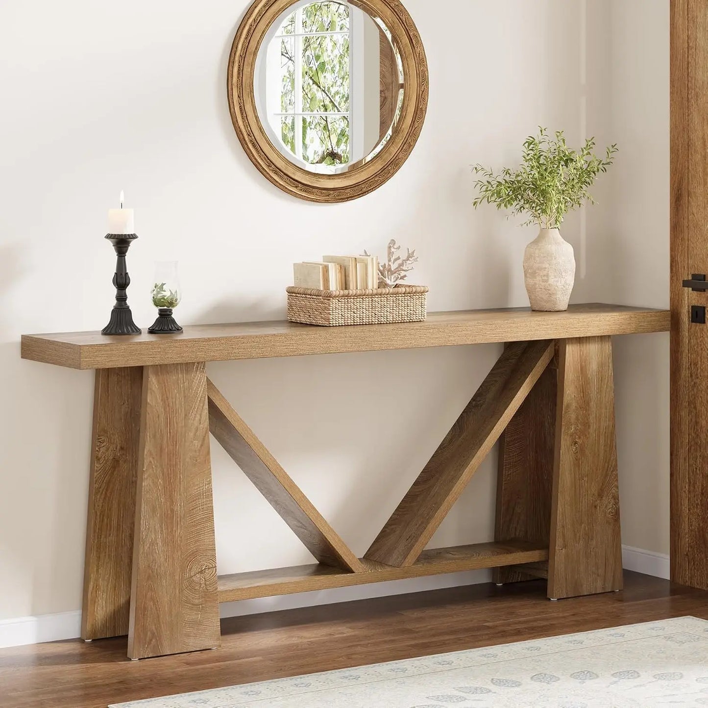 Extra Long Console Table Farmhouse Narrow Sofa Table for Living Room