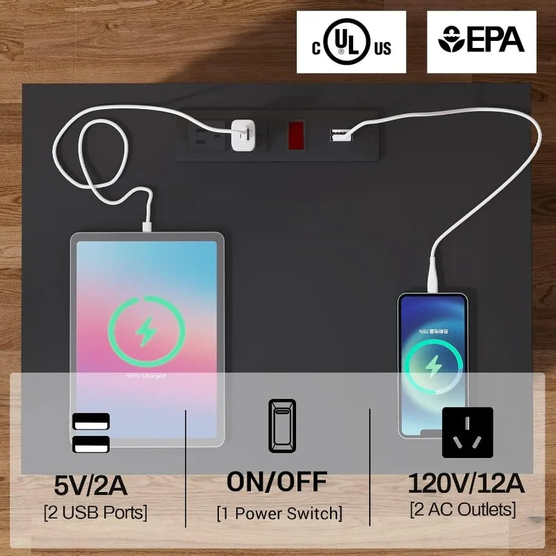 ADORNEVE LED Nightstands Set of 2 with Charging Station for Bedroom