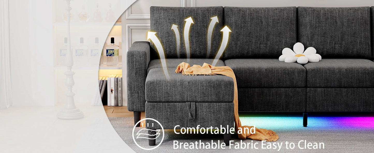 Ljustra U Shaped Sectional Sofa with Wireless Charging for Living Room