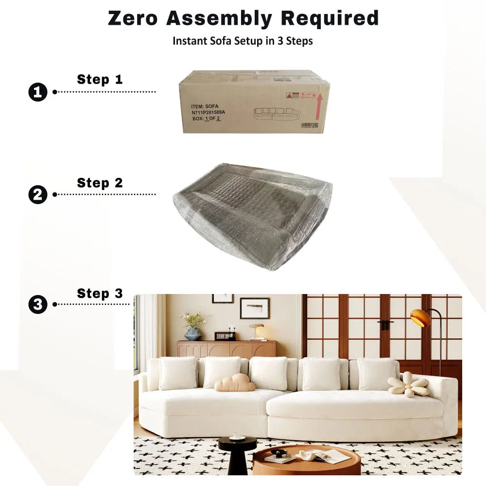 Ljustra 115.7" Modular Sectional Sofa Curved Couch for Living Room