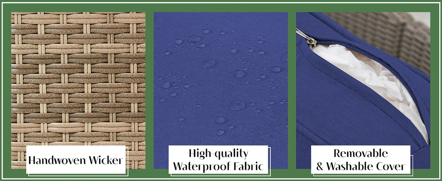 Ljustra 3 Piece Half-Moon Sectional Outdoor Sofa Set with Cushions