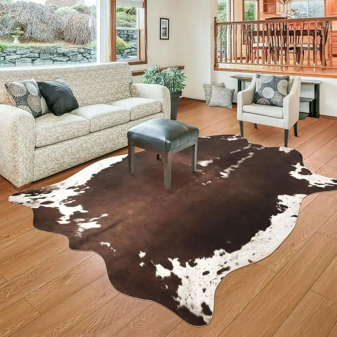 American Style Animal Print Faux Fur Cowhide Rug for Living Room Bedroom