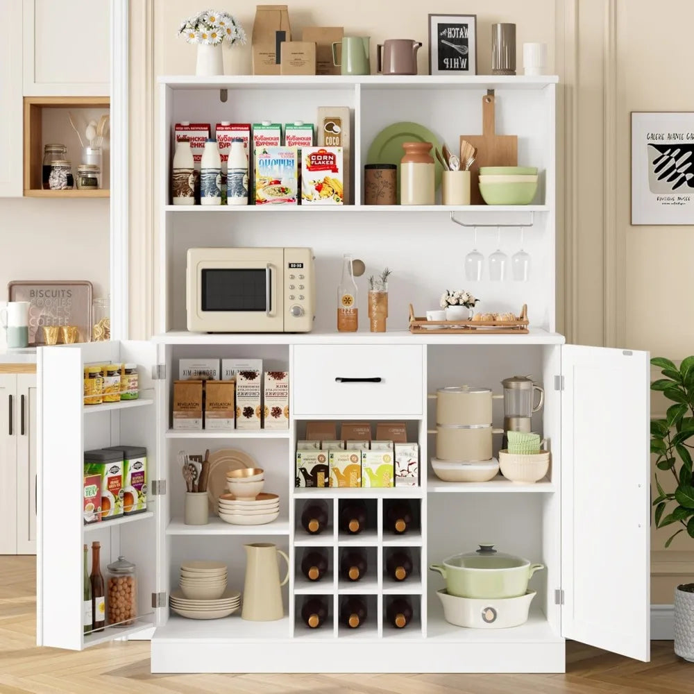 Buffet Cabinet with Hutch Modern Kitchen Sideboard Storage Coffee Bar