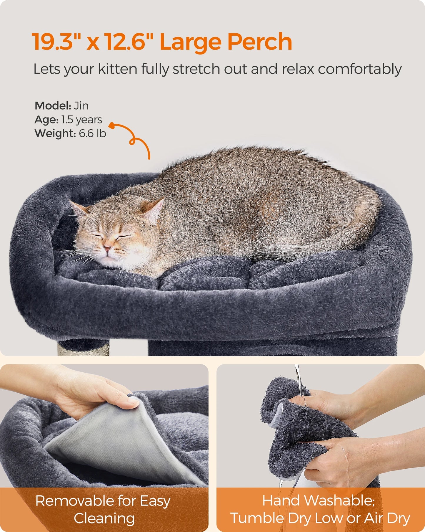 Ljustra Cat Tree 29 Inch Cat Tower Condo with 2 Caves and Scratching Post