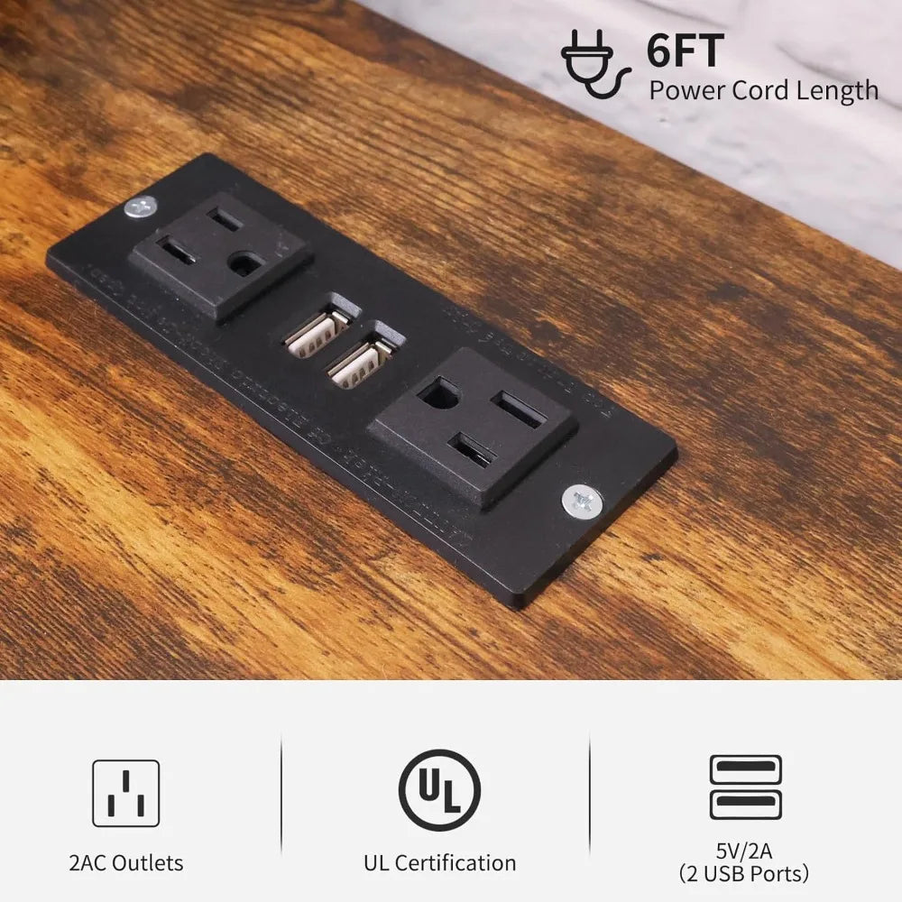 Storage Cabinet with Power Outlet 35" Modern Sideboard Buffet Cabinet