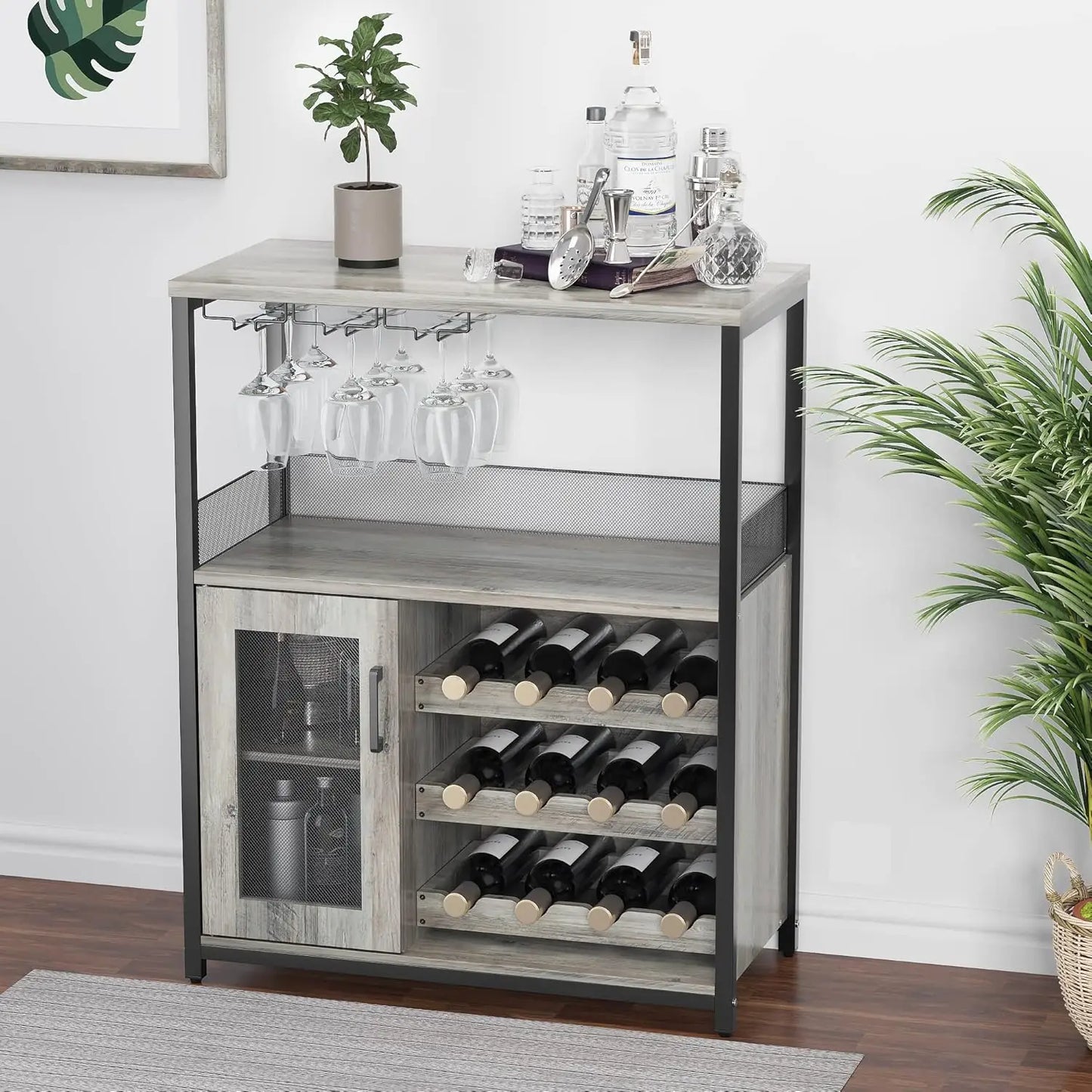 Wine Cabinet Large Storage Detachable Rack Industrial Sideboard Buffet