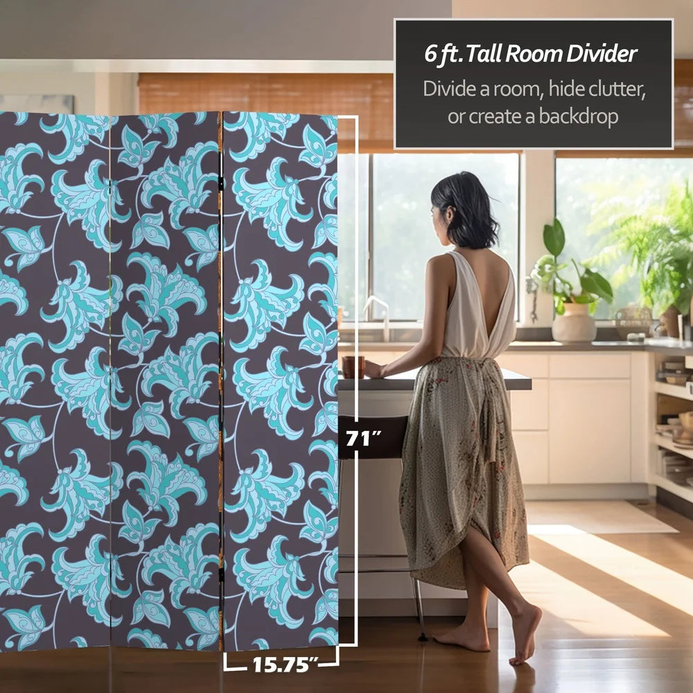 6ft Tall Arabesque Canvas Room Divider Decorative Screen Home Office
