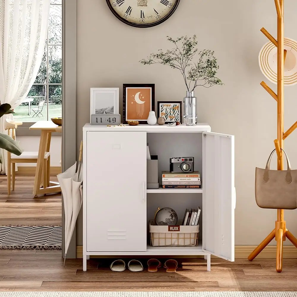 Metal Storage Cabinet 2 Door Steel Locker Sideboard Buffet Console Table