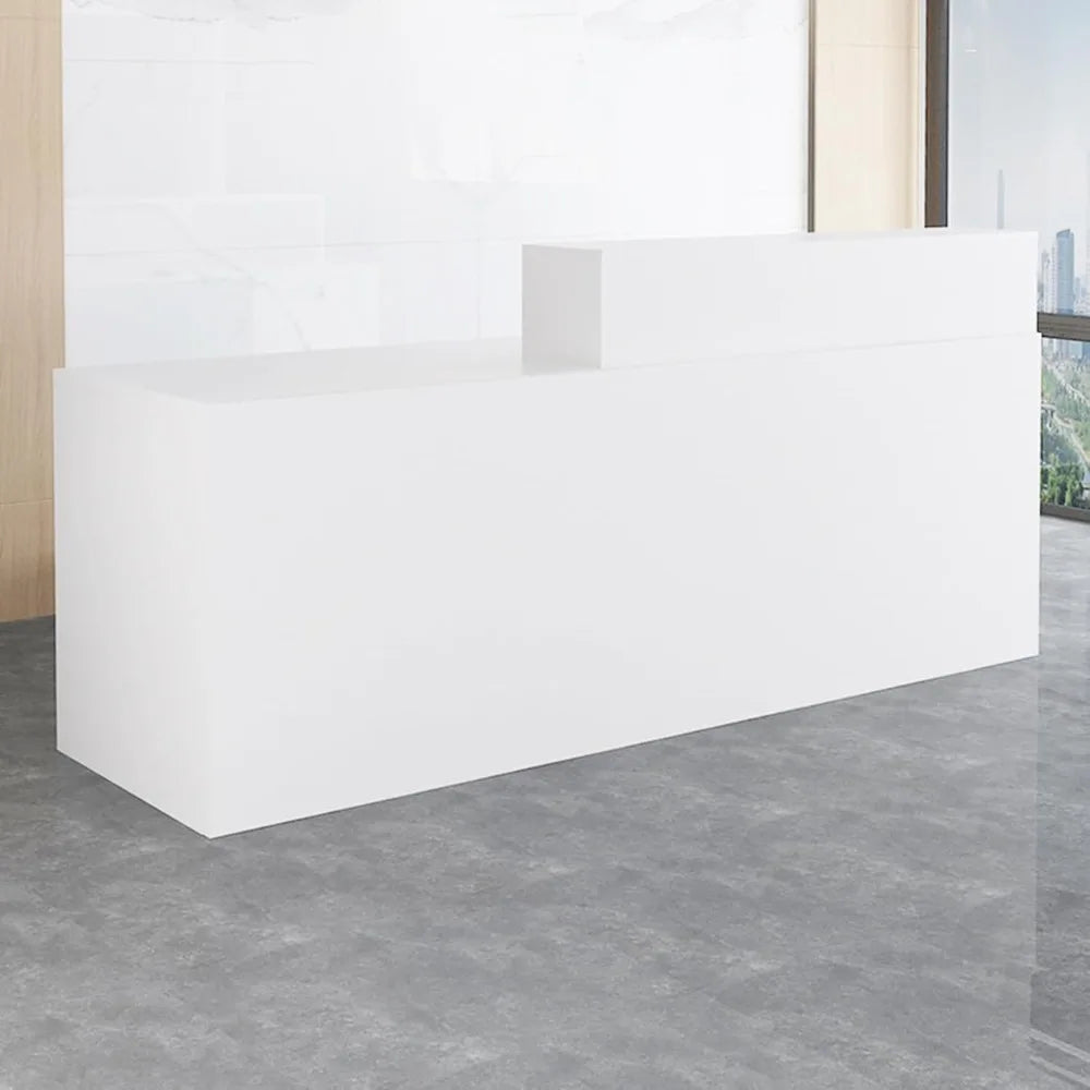 Modern Reception Desk with Lockable Drawers and Storage Compartments