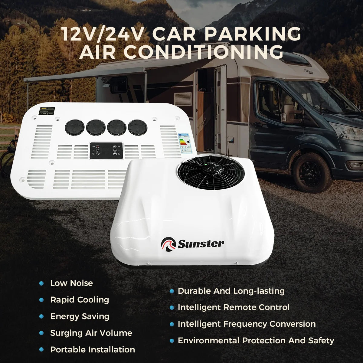 12V 24V Rooftop Air Conditioner for RV Truck Camper Van Caravan
