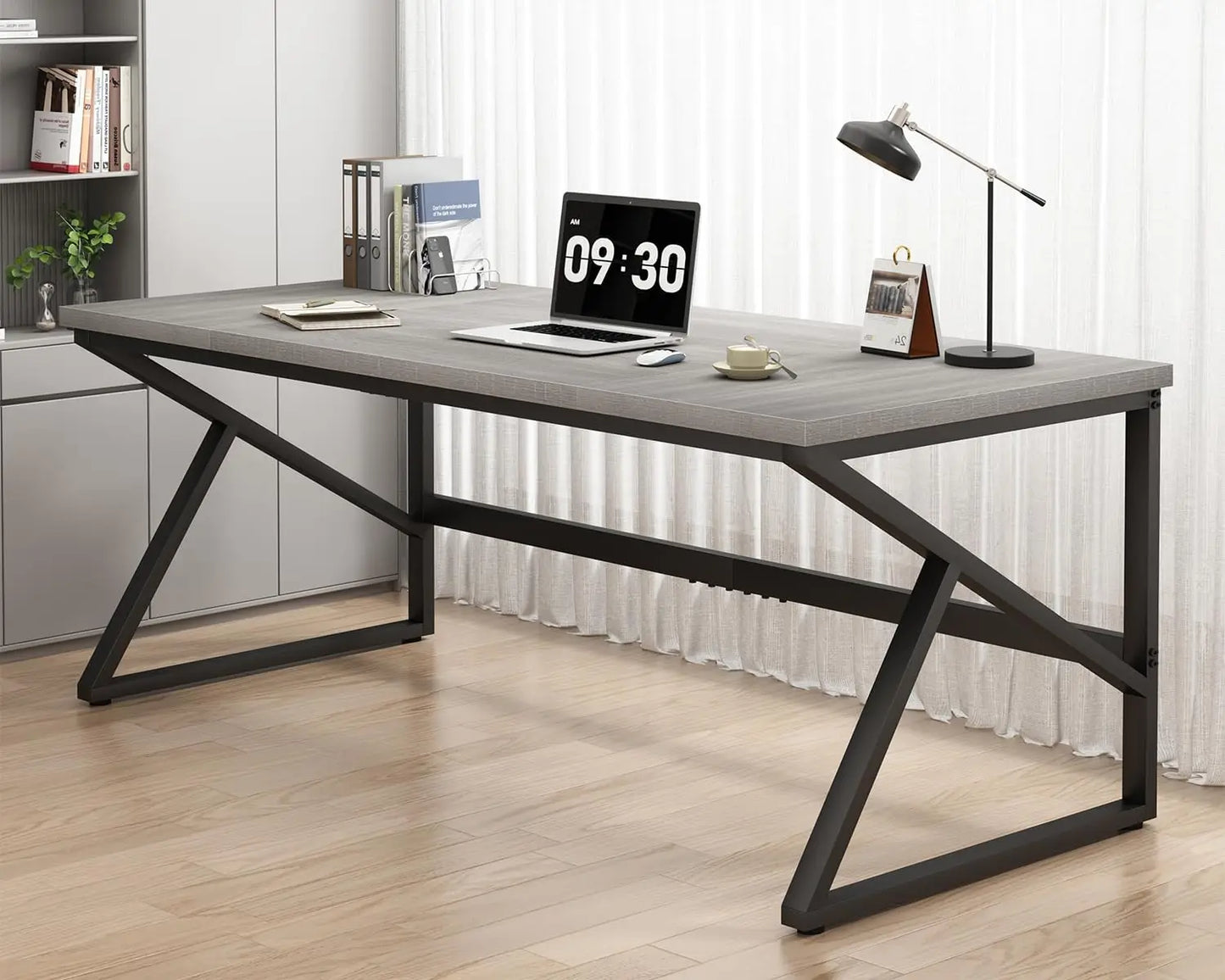 Extra Long Industrial Computer Desk for Home Office Large Workstation