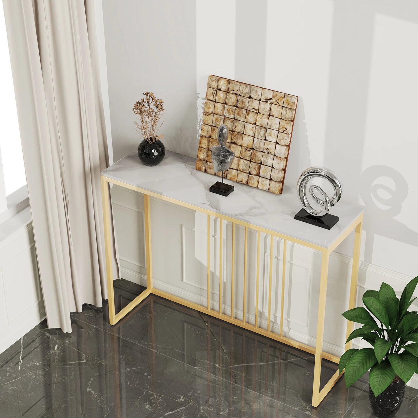 Modern Accent Console Table Storage Display Shelf for Entryway Living Room