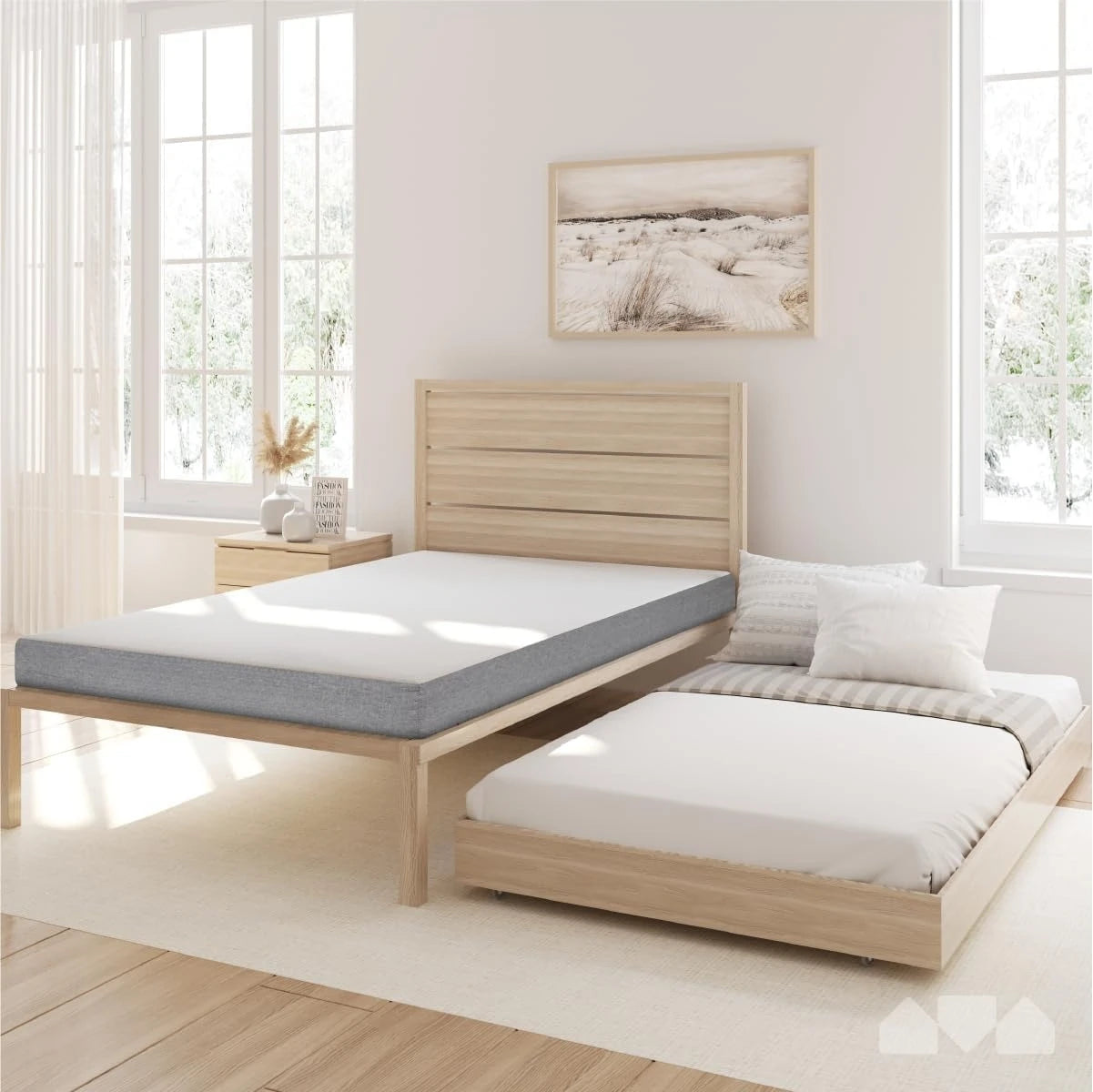 Ljustra Twin Bunk Bed Trundle Mattress Pack of 2 Memory Foam