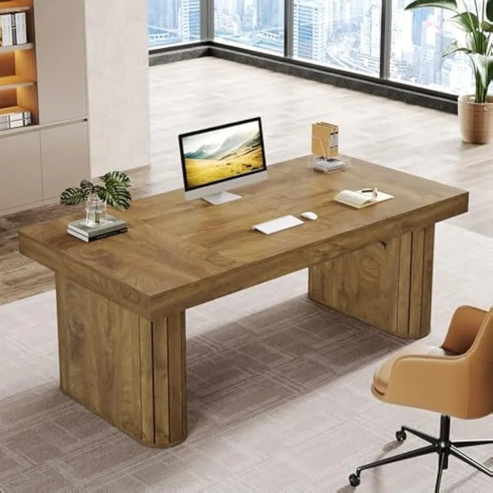 70.9" Executive Desk Farmhouse Computer Office Workstation Large