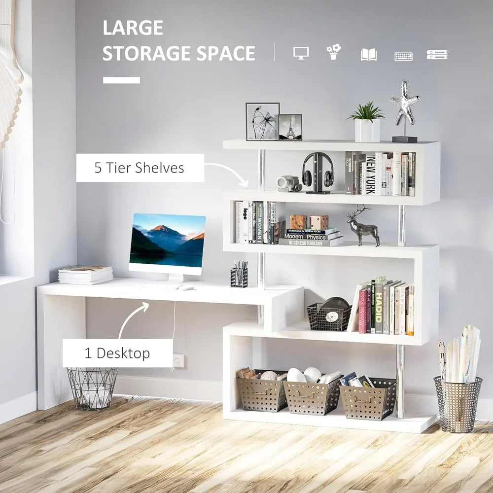 L Shaped Desk Home Office Computer Desk Space Saving Modern Design