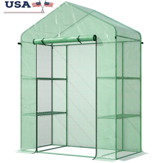 Portable Mini Walk-in Greenhouse Kit 3 Tier Shelves Outdoor Protection
