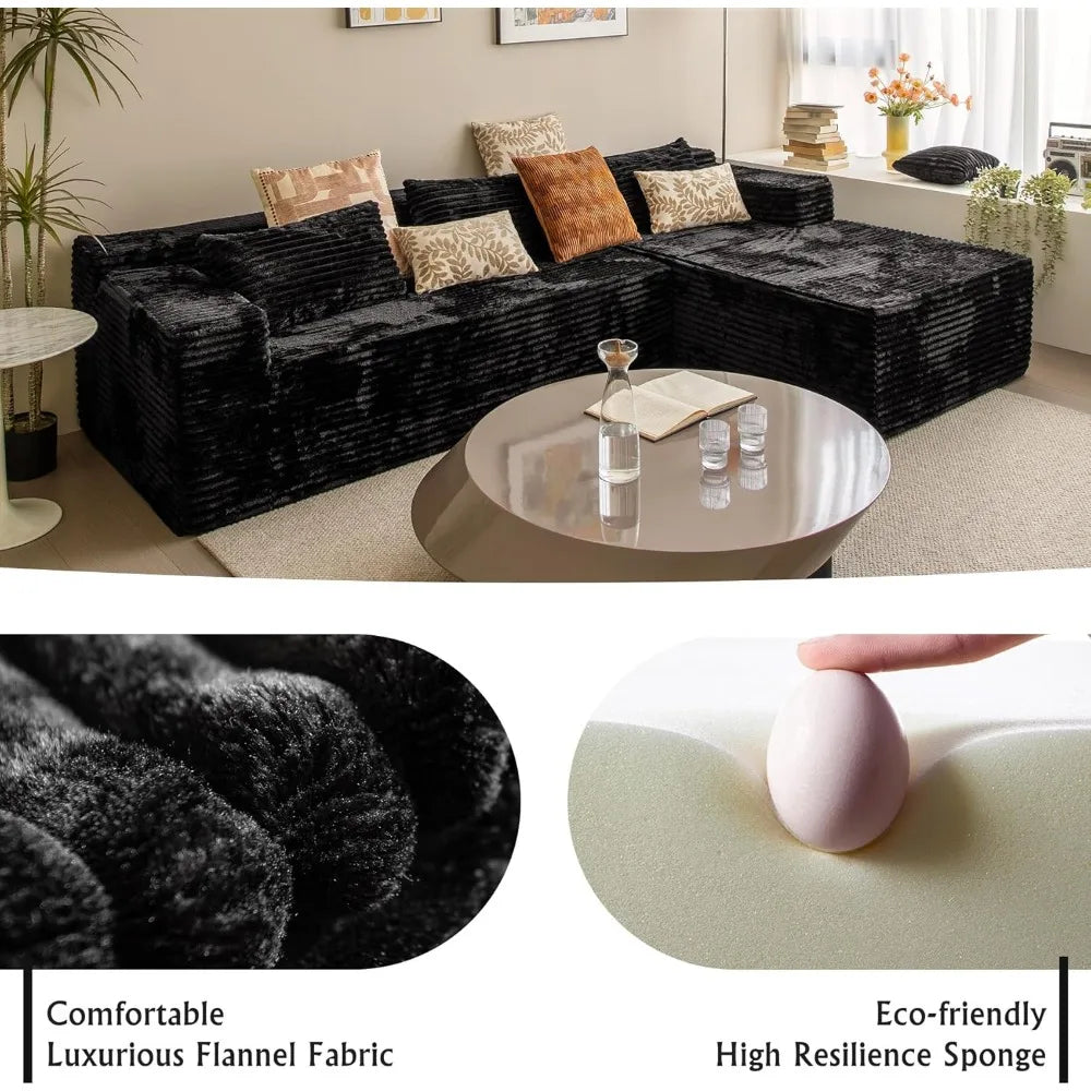 Ljustra Cloud Sectional Couch Modern L-Shape Chaise Sofa Living Room