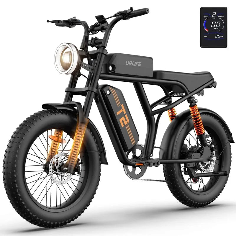 1500W Electric Mountain Bike 48V 100 Mile Range Fat Tire E-Bike
