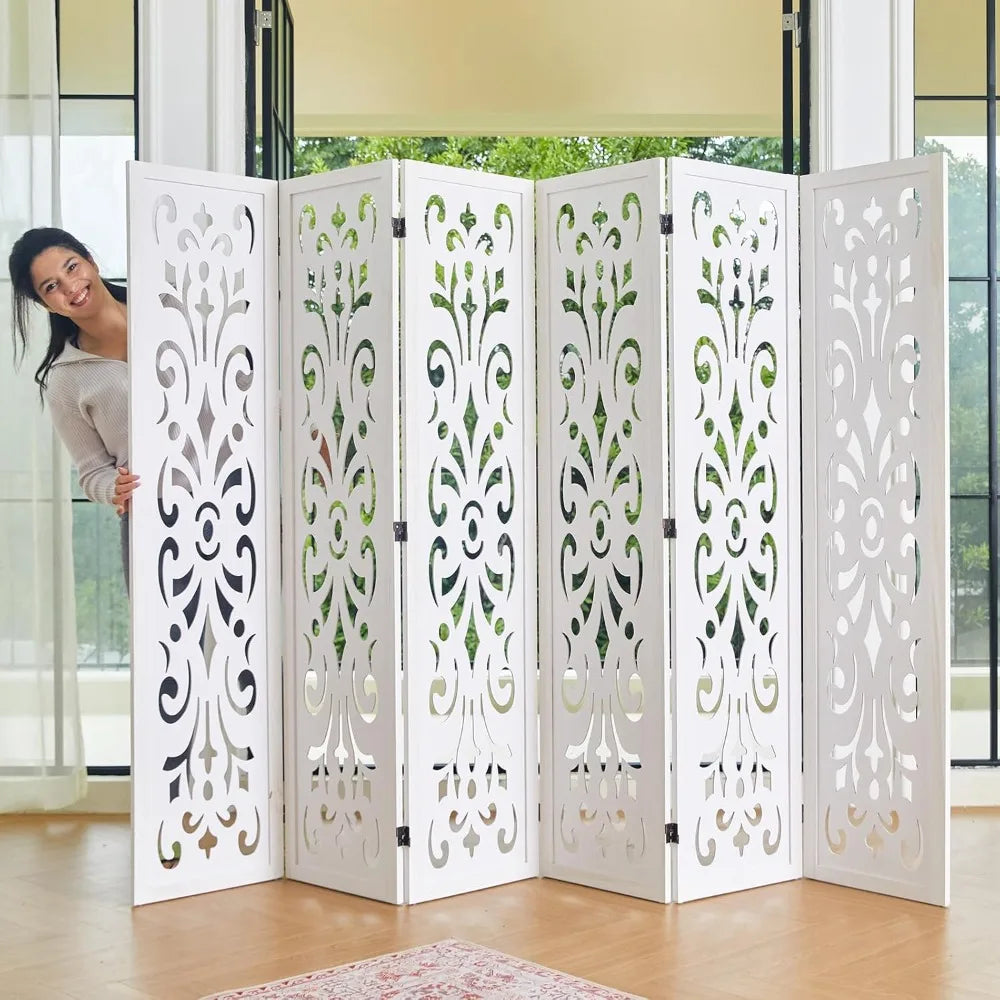 5.6Ft Room Divider Folding Wooden Partition Screen for Home Office Garden
