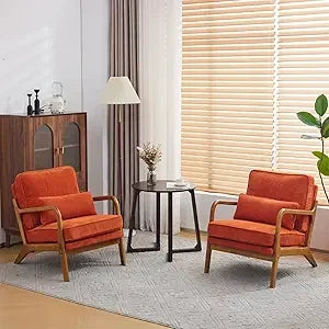 Upgraded Premium Corduroy Accent Chair Comfy Reading Chair Mid Century