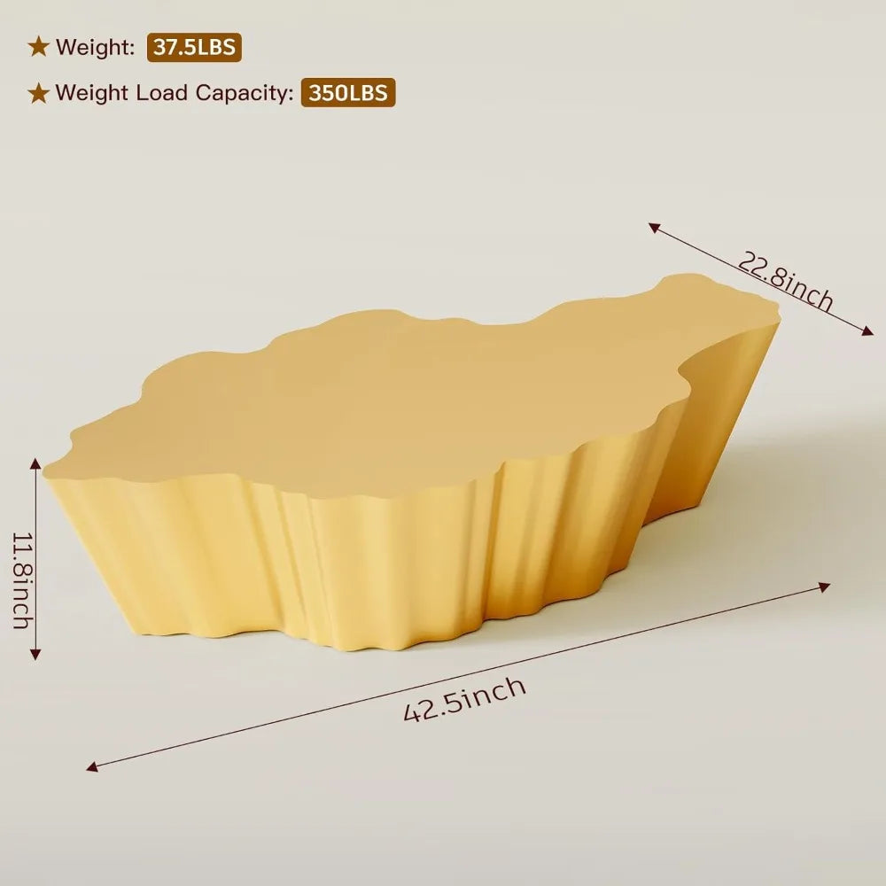 42 Inch Cloud Coffee Table Modern Gold Lightweight Fiberglass Design