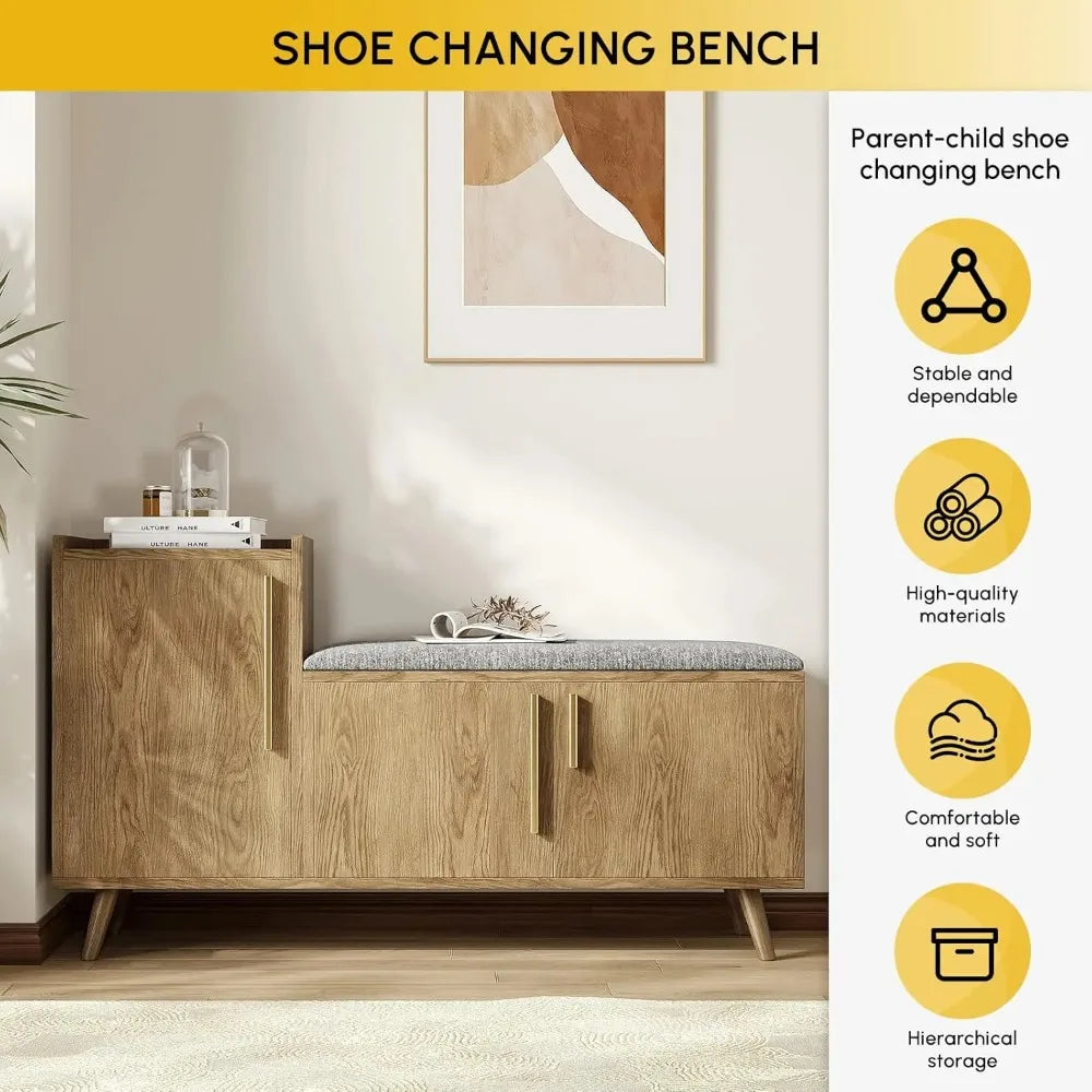 2-in-1 Storage Bench Entryway Bench Shoe Organizer with Cushion