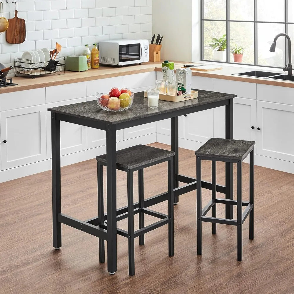 Bar Stools Set of 2 Industrial Kitchen Breakfast Chairs Footrest