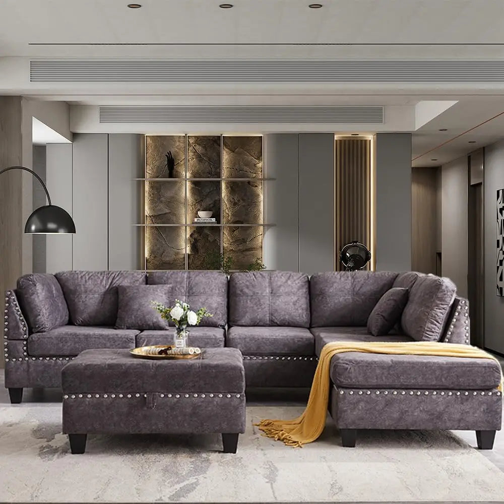 Ljustra Modular Sectional Sofa Set with Storage Ottoman and Pillows