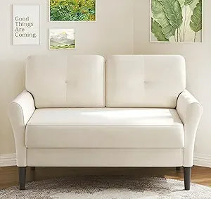 Ljustra Small Velvet Loveseat Sofa 48 Inch Comfy Couch for Bedroom