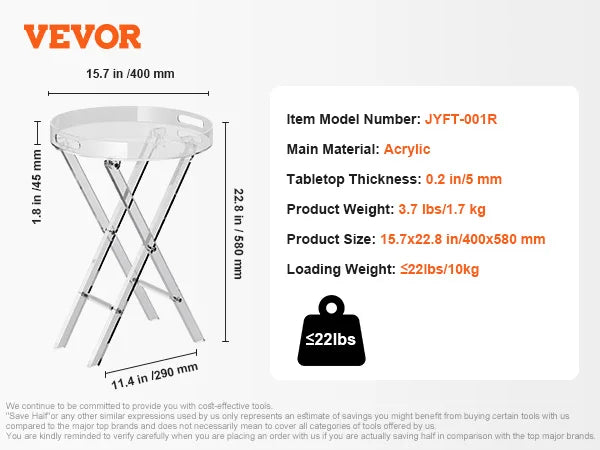 Ljustra Acrylic End Table C-Shaped Minimalist Clear Side Table for Living Room