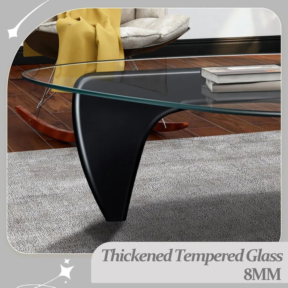 Small Black Glass Coffee Table Mid Century Modern Wood Rustic Design