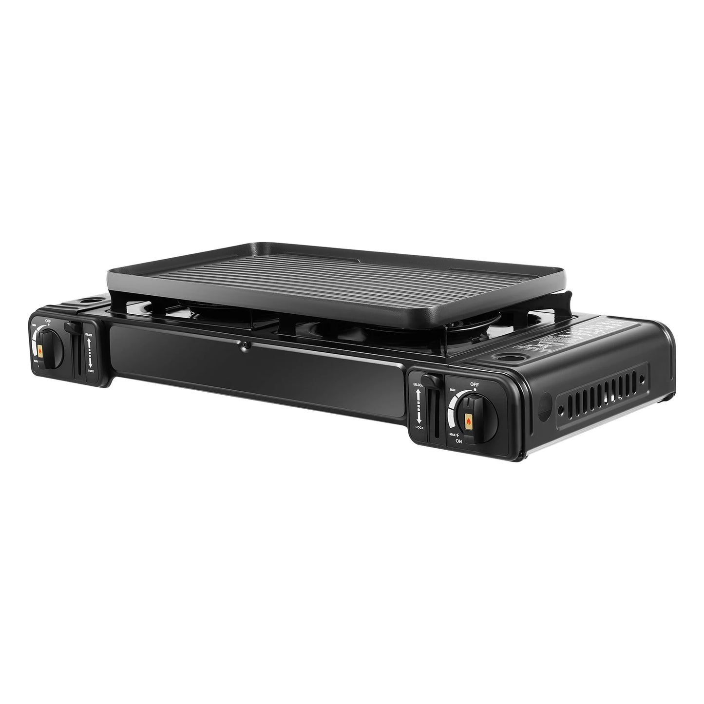 Ljustra Portable Dual Burner Camping Stove with Grill Tray and Case