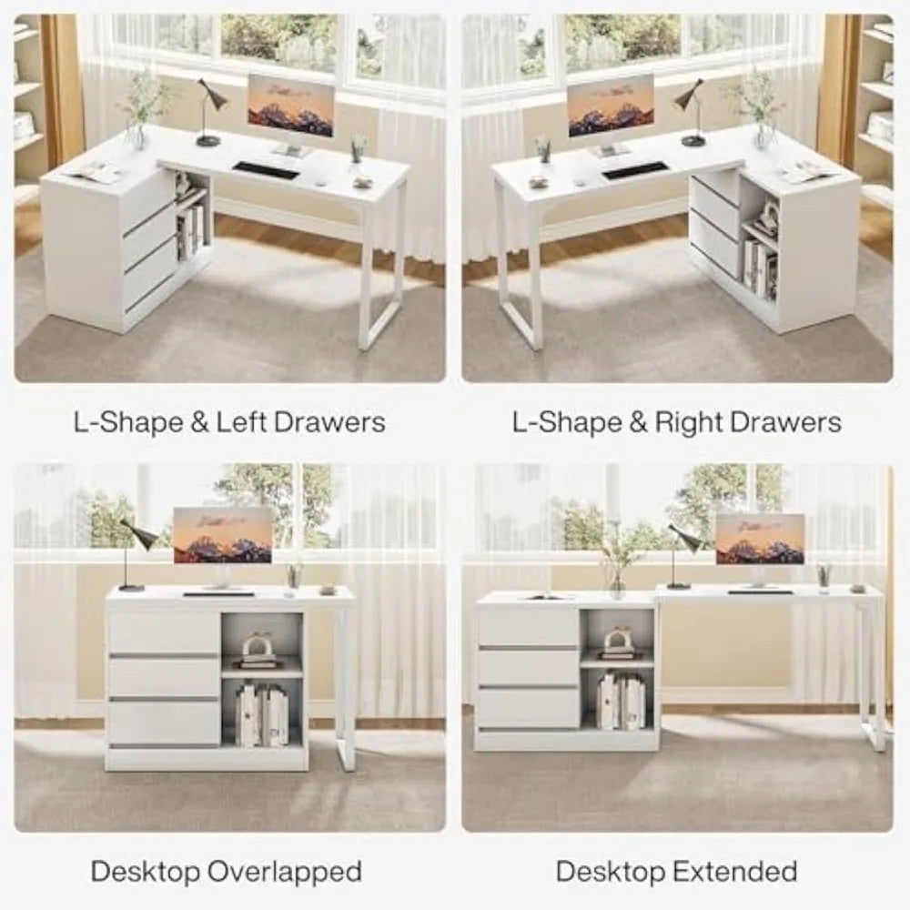 L-Shaped Computer Desk with Storage Modern Office Furniture