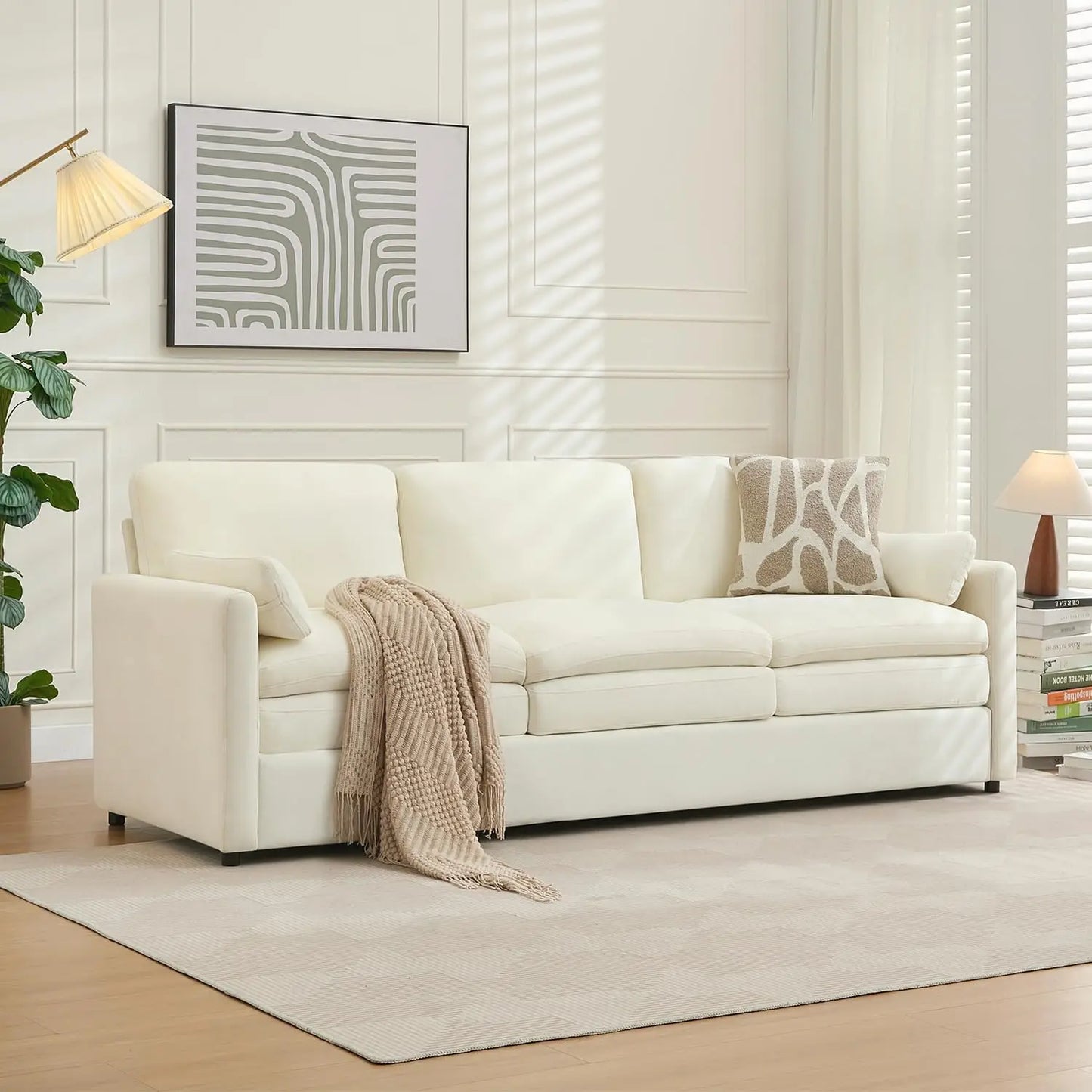 Modern 89 Inch Cloud Sofa Couch with Plush Foam Cushions and Pillows