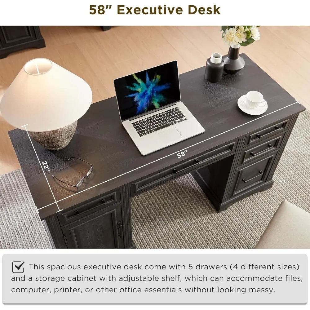 Large Computer Desk with Drawers Modern Home Office Workspace