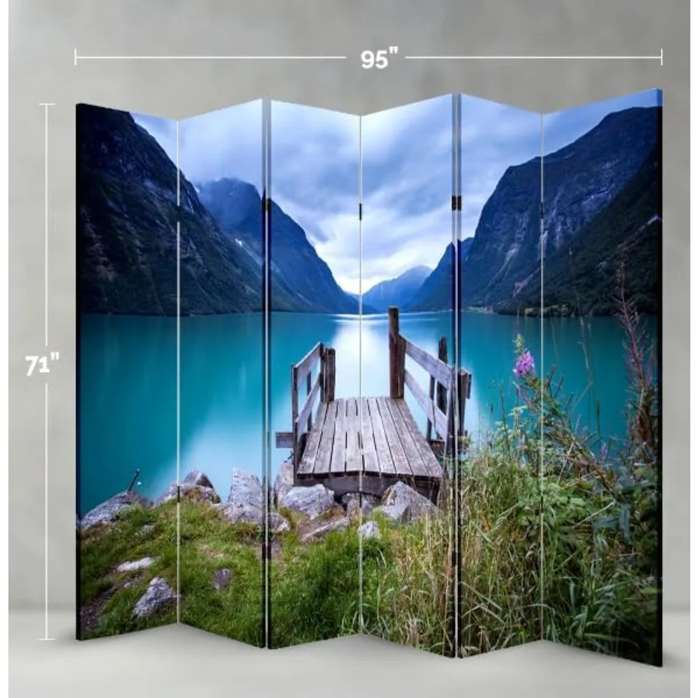 6 Panel Privacy Screen Room Divider Water Resistant for Home Office Living Room