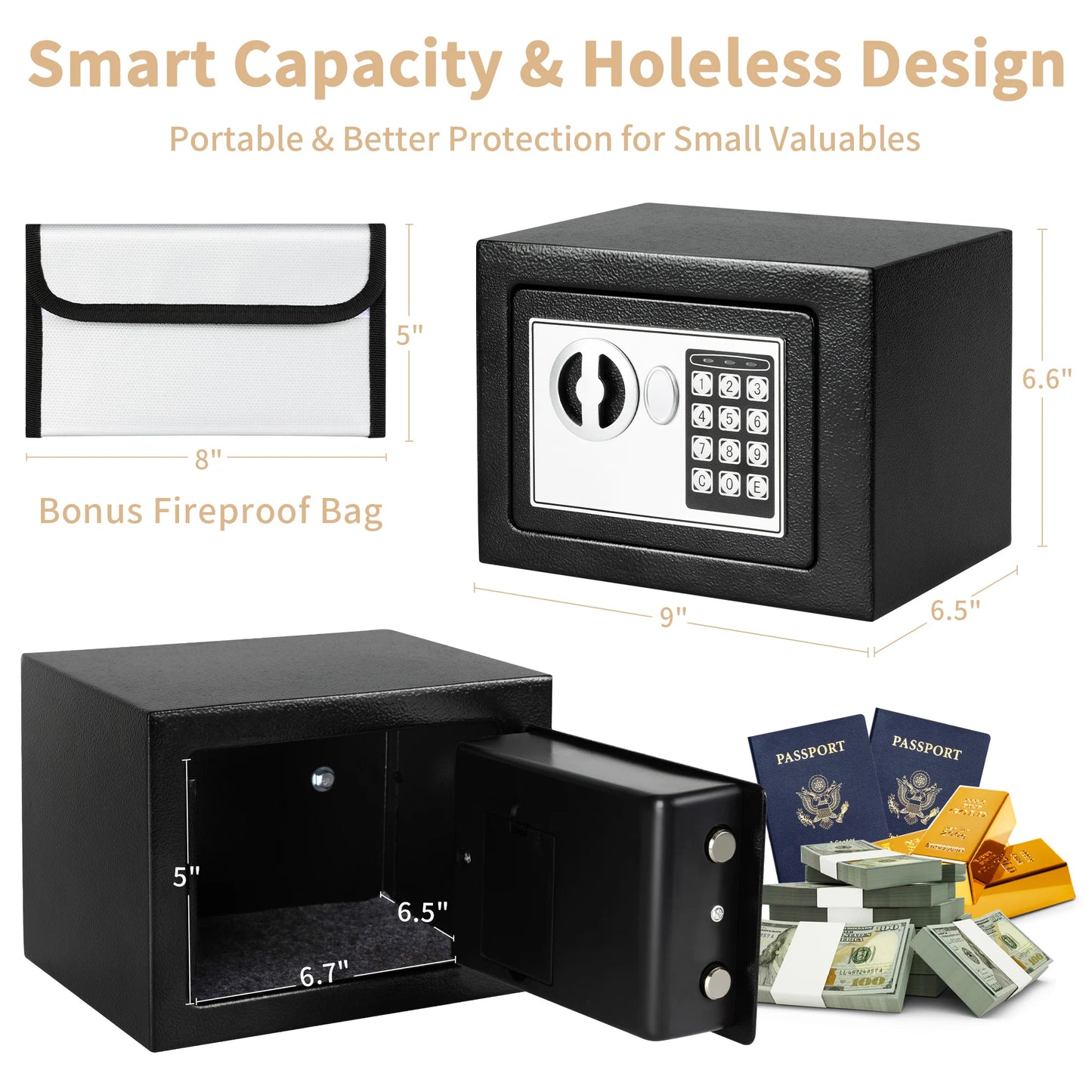 Deli Electronic Digital Safe Box Steel Money Safe Home Cash Storage