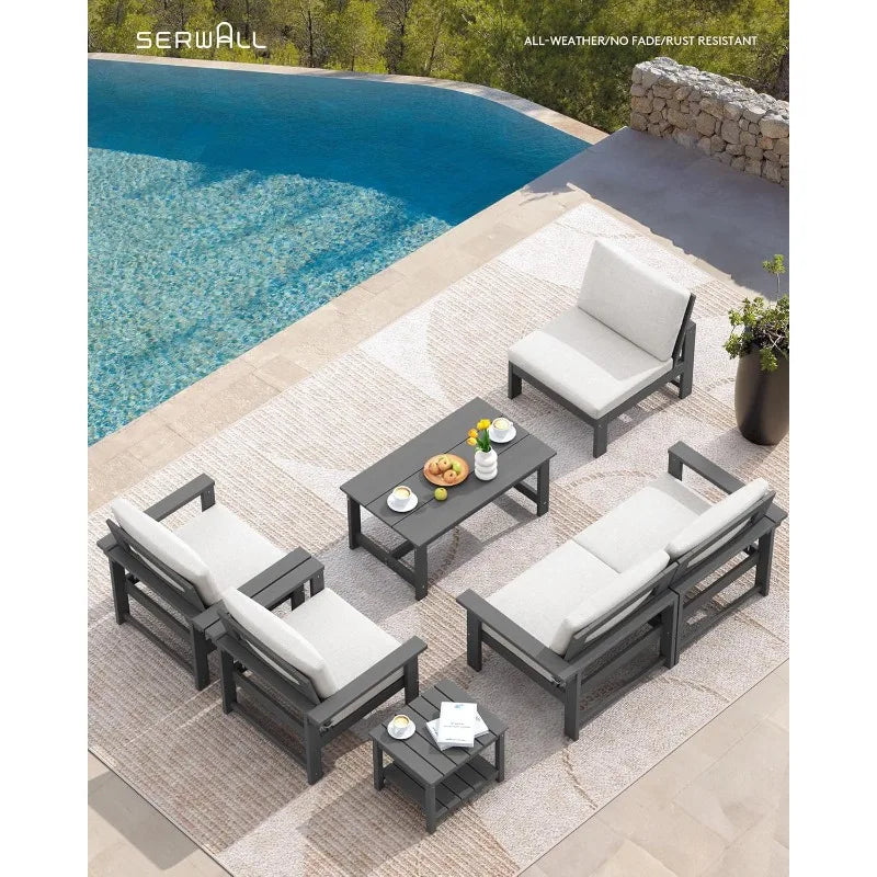 HDPE 7-Piece Outdoor Sectional Sofa Set All Weather Patio Furniture