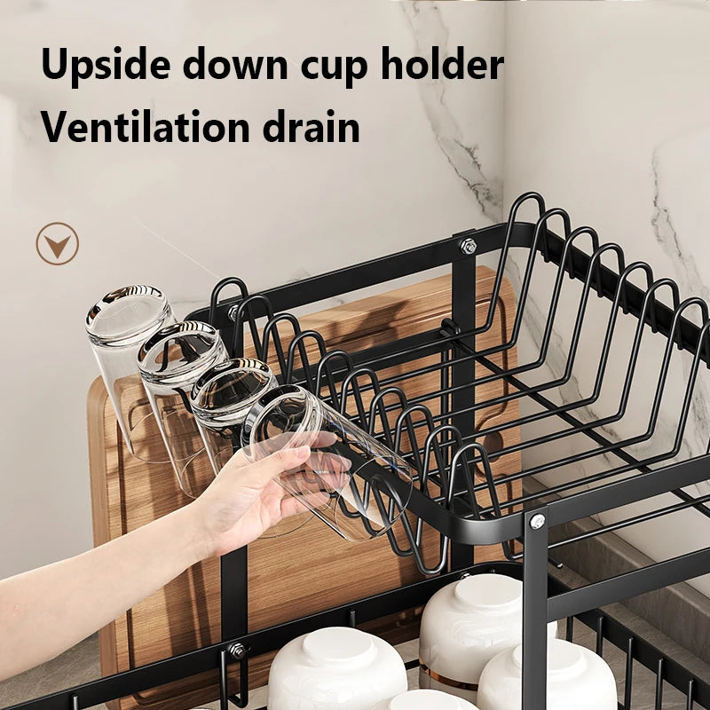 1 Or 2-Tier Space-Saving Kitchen Dish Drying Rack Multifunctional