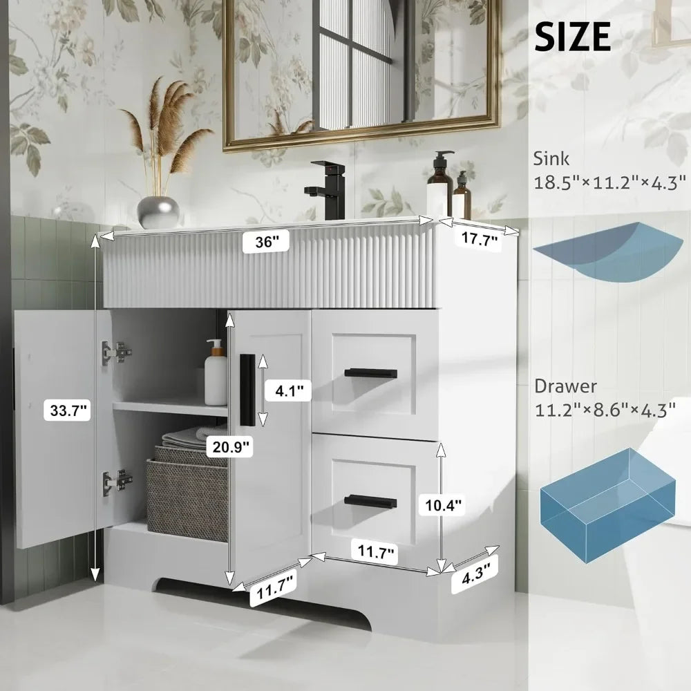 36 Inch Modern Bathroom Vanity Sink Combo with Undermount Single Sink