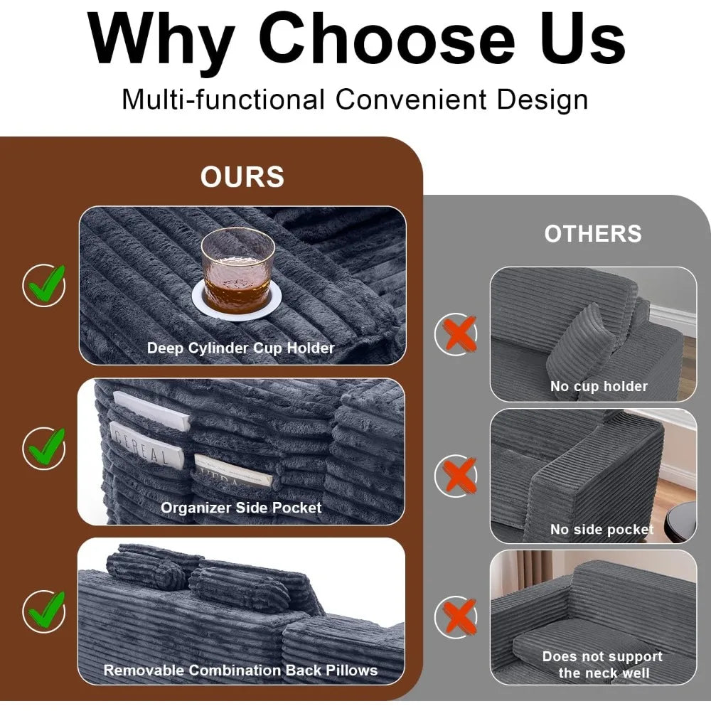 Ljustra Cloud Sectional Couch Modern L-Shape Modular Sofa with Storage