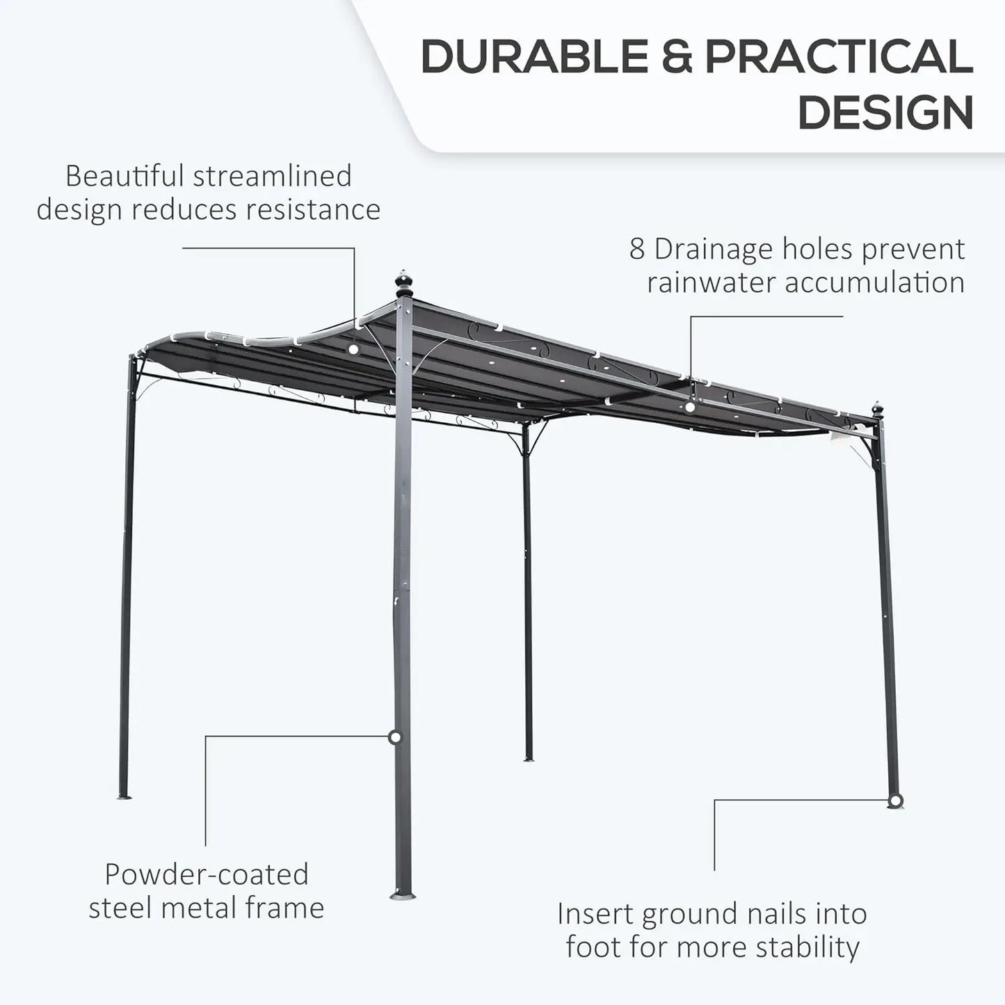 10x10 Steel Outdoor Pergola Gazebo Patio Canopy for Backyard Garden