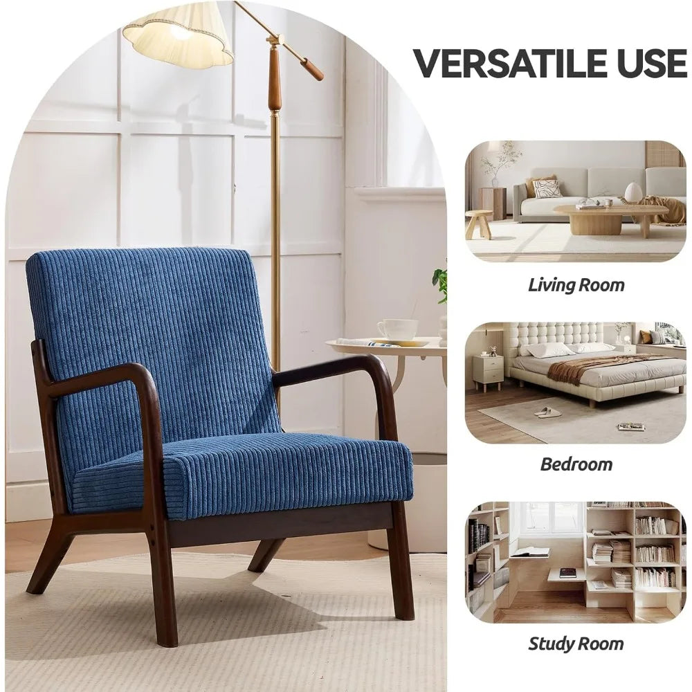 Mid Century Modern Accent Chair Corduroy Upholstered Reading Chair